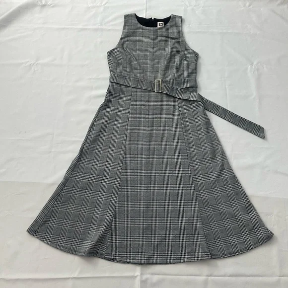 Anne Klein Plaid Midi Dress with Belt Size 6 - Picture 3 of 14